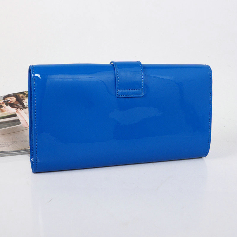 YSL belle de jour original patent leather clutch 30318 blue